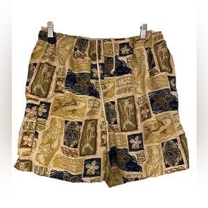 BAMBOO CAY Men’s Large Floral Hawaiian Swimming Trunks Shorts